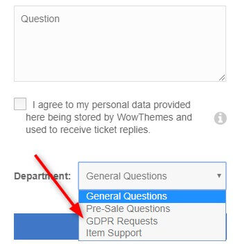 contact form GDPR requests