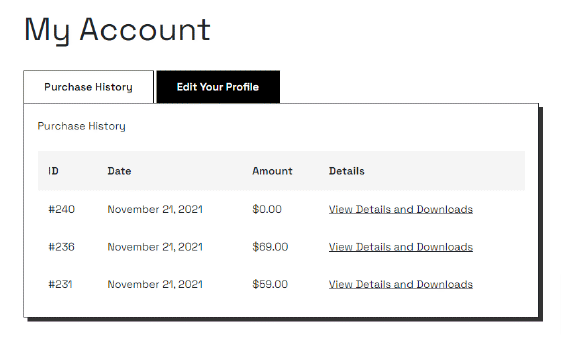  Tabbed Account Page