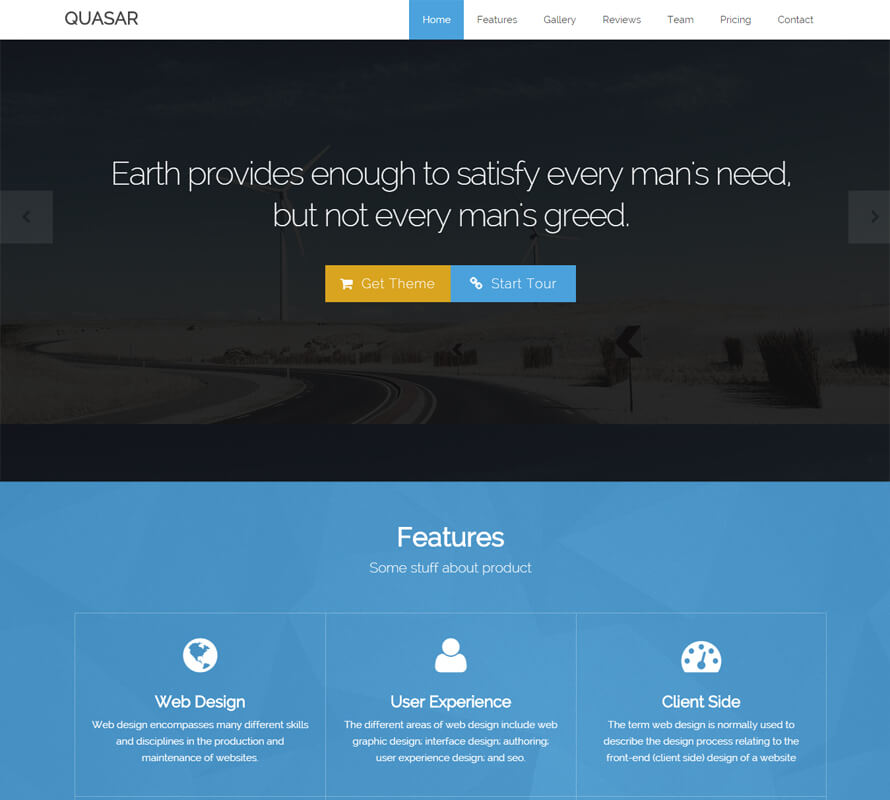 Quasar - Free One Page HTML Bootstrap Template