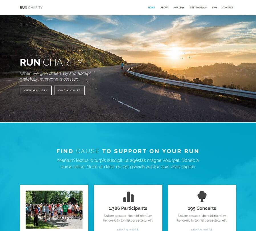 Run Charity Lite - Free One Page HTML Bootstrap Template
